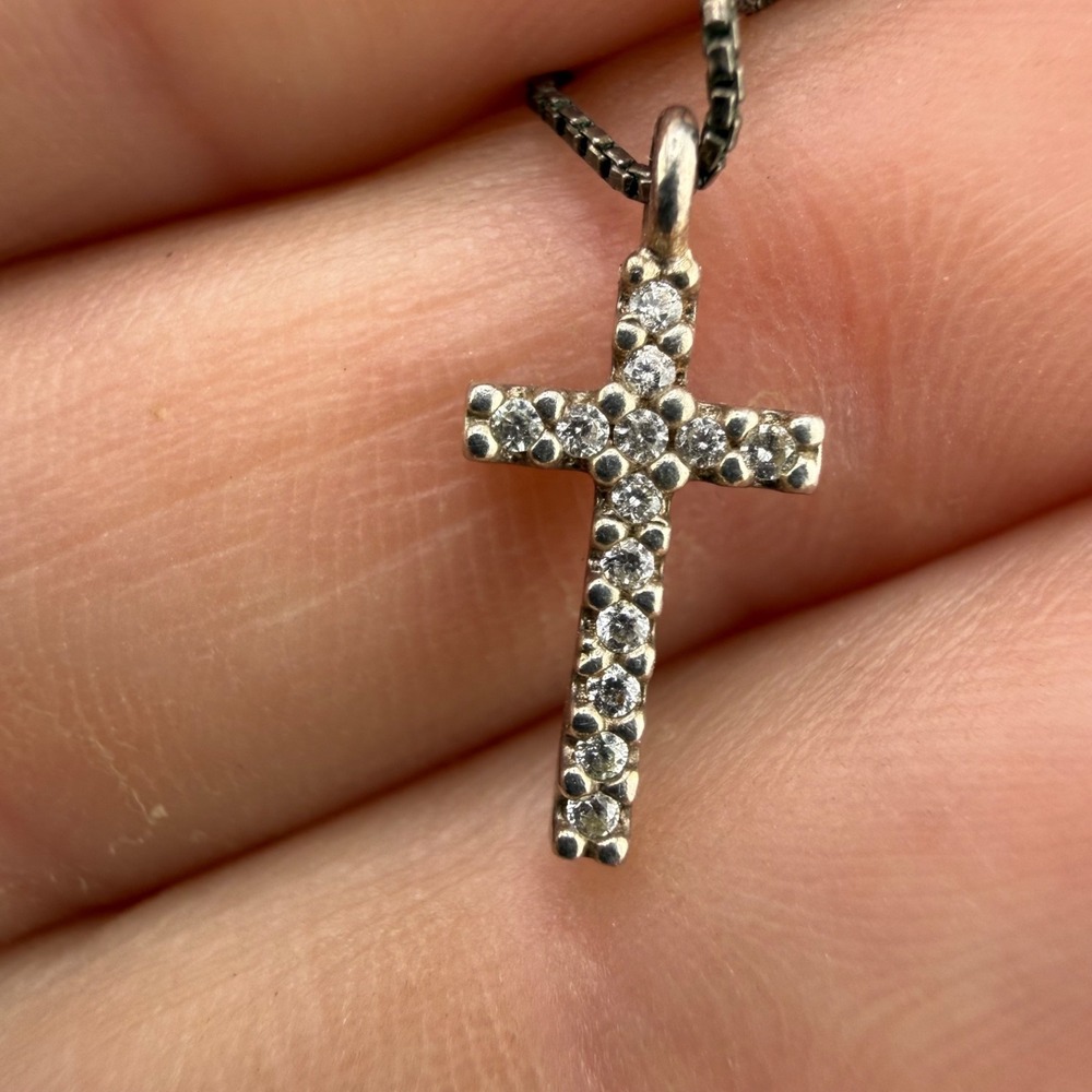 Silpada Sterling Silver Cross Necklace Adjustable 19”